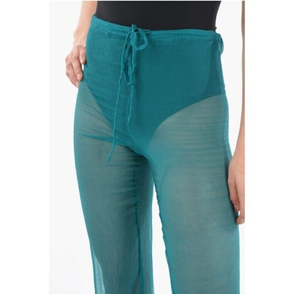 Dries Van Noten Silk Pacha Trousers Size 40 US 8 Womens Green Pants $595 - Picture 12 of 13